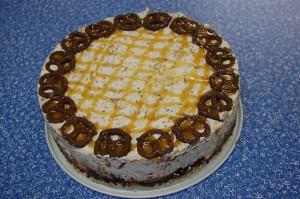 Chocolate Covered Pretzel Ice Cream Cake